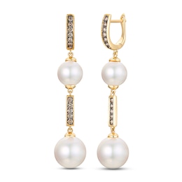 Le Vian Chocolatier Cultured Pearl Earrings 1/4 ct tw Diamonds 14K Honey Gold