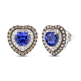 Le Vian Tanzanite Heart Earrings 3/4 ct tw Diamonds 14K Vanilla Gold