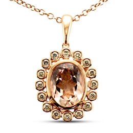 Le Vian Morganite Necklace 1/8 ct tw Diamonds 14K Strawberry Gold 20&quot;