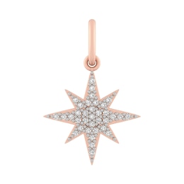 Sterling Silver or 10K Gold Star Charm with Lab-Created White Sapphires