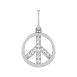 Sterling Silver or 10K Gold Peace Charm with Lab-Created White Sapphires