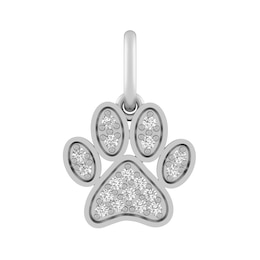 Sterling Silver or 10K Gold Paw Charm with Lab-Created White Sapphires
