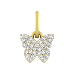 Sterling Silver or 10K Gold Butterfly Charm with Lab-Created White Sapphires
