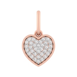 Sterling Silver or 10K Gold Heart Charm with Lab-Created White Sapphires