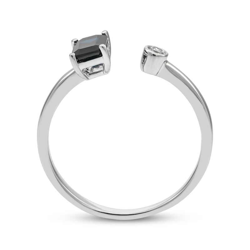 Main Image 2 of Emerald-Cut Natural Blue Sapphire & Diamond Deconstructed Ring 10K White Gold