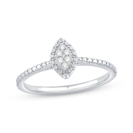 Multi-Diamond Marquise Halo Promise Ring 1/20 ct tw Sterling Silver