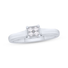 Princess-Cut Quad Diamond Promise Ring 1/4 ct tw 10K White Gold