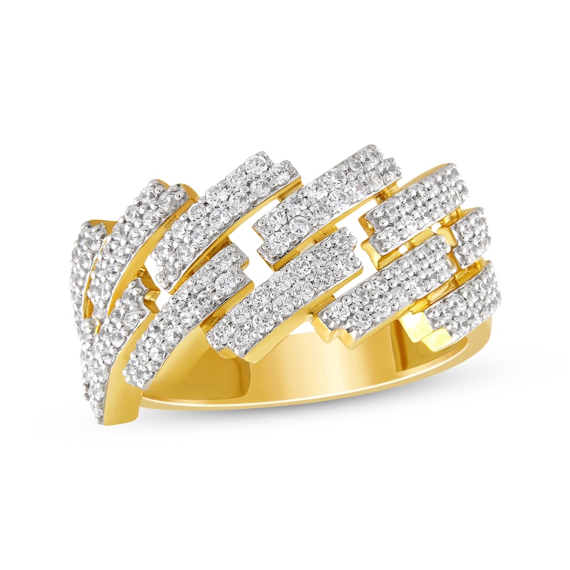 Main Image 1 of Men's Diamond Diagonal Curb Ring 1 ct tw 10K Yellow Gold