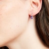 Thumbnail Image 2 of Emerald-Cut Amethyst & White Lab-Created Sapphire Drop Earrings Sterling Silver