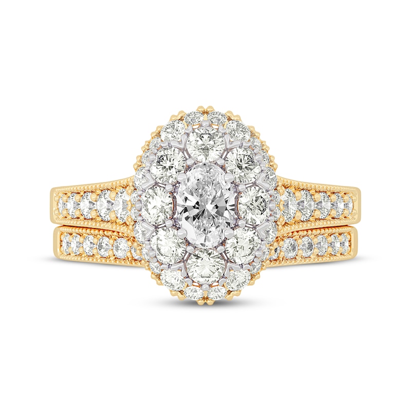 Main Image 3 of Oval & Round-Cut Multi-Diamond Center Bridal Set 1-1/2 ct tw 14K Yellow Gold