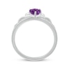 Thumbnail Image 3 of Heart-Shaped Amethyst & White Lab-Created Sapphire Tiara Ring Sterling Silver