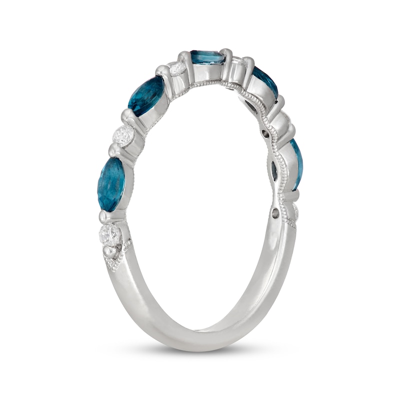 Main Image 2 of Neil Lane Marquise-Cut London Blue Topaz & Round-Cut Diamond Anniversary Ring 1/8 14K White Gold