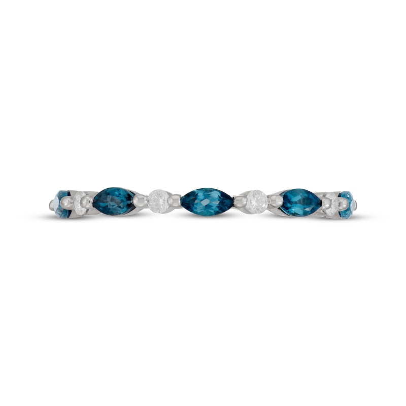 Main Image 3 of Neil Lane Marquise-Cut London Blue Topaz & Round-Cut Diamond Anniversary Ring 1/8 14K White Gold