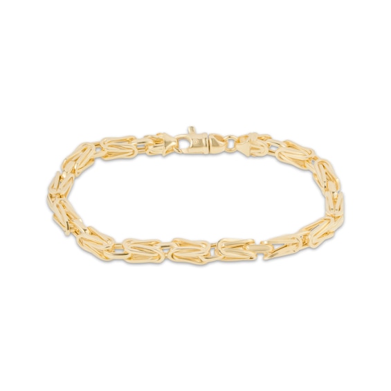Hollow Byzantine Box Chain Bracelet 5.2mm 10K Yellow Gold 8.5"