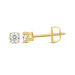 Certified Round-Cut Diamond Solitaire Stud Earrings 1/4 ct tw 14K Yellow Gold (I/I1)