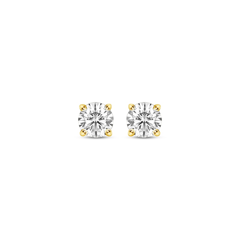 Certified Round-Cut Diamond Solitaire Stud Earrings 1/4 ct tw 14K Yellow Gold (I/I1)