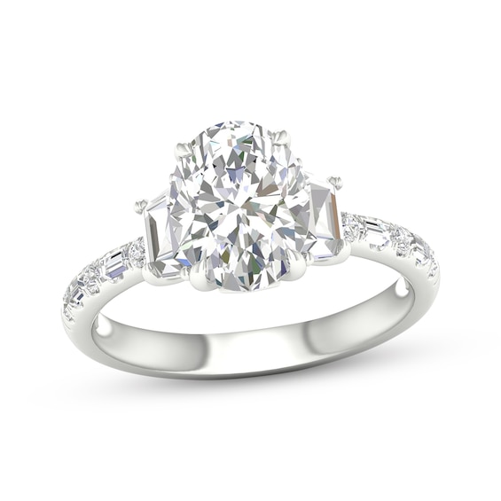 Lab-Created Diamonds by KAY Oval & Trapezoid-Cut Three-Stone Engagement Ring 2-3/4 ct tw 14K White Gold