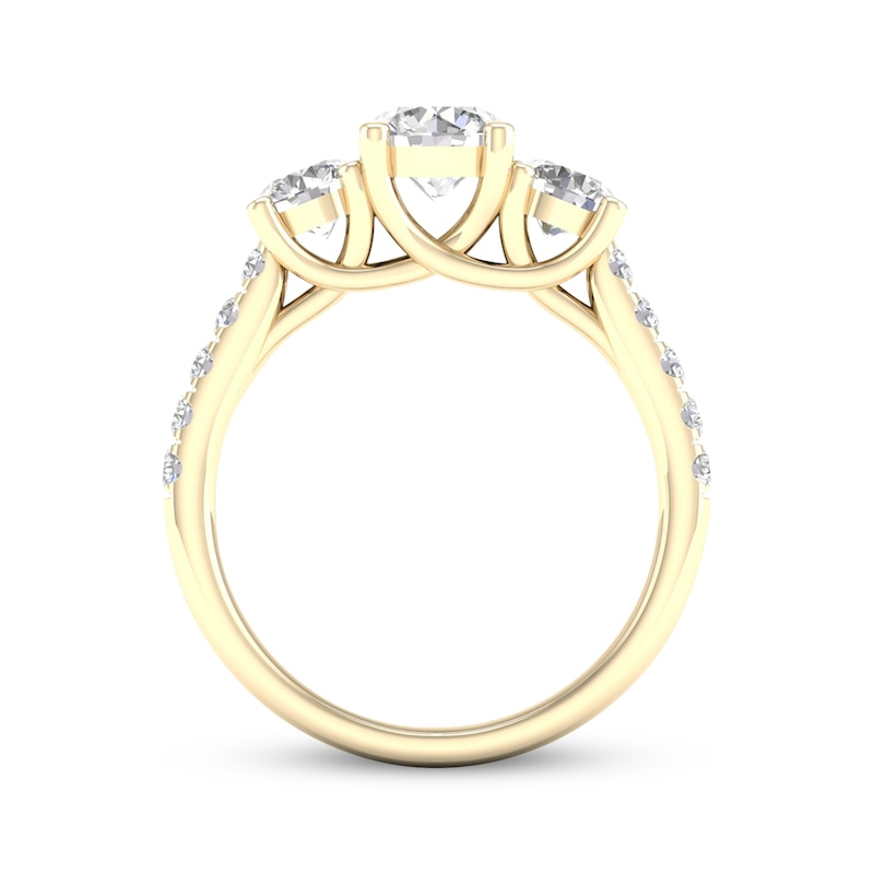 Main Image 4 of Memories Moments Magic Lab-Grown Diamonds by KAY Round-Cut Three-Stone Engagement Ring 2 ct tw 14K Yellow Gold