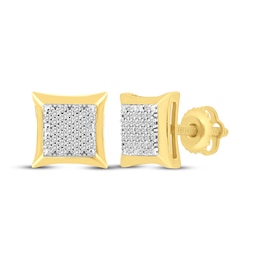 Men's Diamond Pillow-Shaped Stud Earrings 1/10 ct tw 10K Yellow Gold