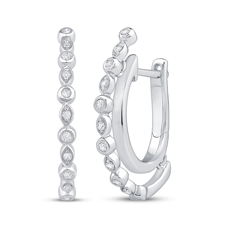 Main Image 1 of Unstoppable Love Diamond Double Hoop Earrings 1/6 ct tw Sterling Silver