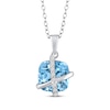 Thumbnail Image 1 of Cushion-Cut Sky Blue Topaz & White Lab-Created Sapphire Crisscross Necklace Sterling Silver 18&quot;