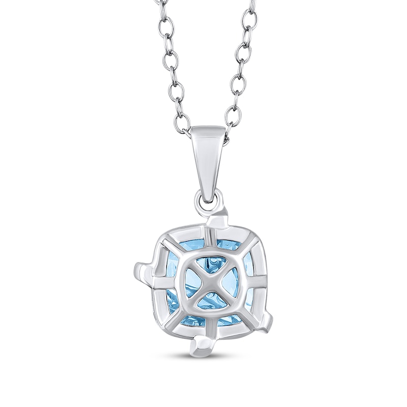 Main Image 3 of Cushion-Cut Sky Blue Topaz & White Lab-Created Sapphire Crisscross Necklace Sterling Silver 18&quot;