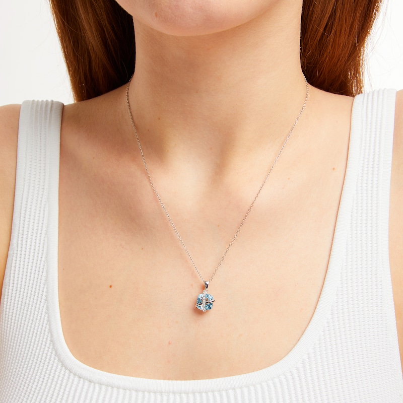 Main Image 5 of Cushion-Cut Sky Blue Topaz & White Lab-Created Sapphire Crisscross Necklace Sterling Silver 18&quot;