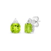 Thumbnail Image 1 of Cushion-Cut Peridot & White Lab-Created Sapphire Stud Earrings Sterling Silver