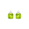 Thumbnail Image 2 of Cushion-Cut Peridot & White Lab-Created Sapphire Stud Earrings Sterling Silver