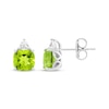 Thumbnail Image 3 of Cushion-Cut Peridot & White Lab-Created Sapphire Stud Earrings Sterling Silver