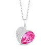 Thumbnail Image 0 of Pear-Shaped Pink Lab-Created Sapphire & White Lab-Created Sapphire Heart Necklace Sterling Silver 18"