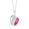 Thumbnail Image 1 of Pear-Shaped Pink Lab-Created Sapphire & White Lab-Created Sapphire Heart Necklace Sterling Silver 18"