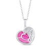 Thumbnail Image 2 of Pear-Shaped Pink Lab-Created Sapphire & White Lab-Created Sapphire Heart Necklace Sterling Silver 18"