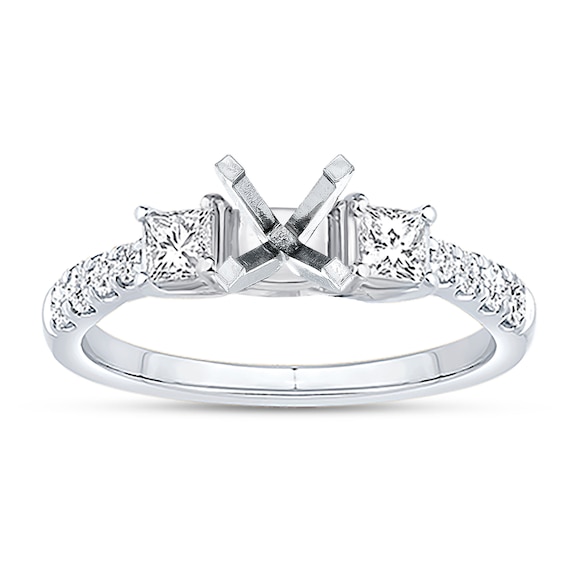 Diamond Engagement Ring Setting 5/8 ct tw 14K White Gold
