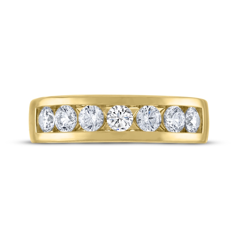 Main Image 3 of Men's THE LEO Legacy Lab-Grown Diamond Seven-Stone Wedding Band 1-1/2 ct tw 14K Yellow Gold