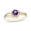 Thumbnail Image 0 of Amethyst & Diamond Swirl Ring 1/15 ct tw 10K Yellow Gold