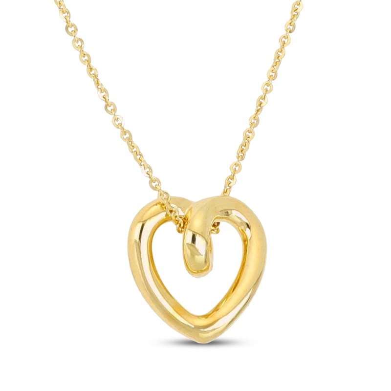 Main Image 2 of Hollow Tube Twist Heart Necklace 14K Yellow Gold 18&quot;