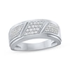 Thumbnail Image 1 of Men's Multi-Diamond Diagonal Groove Ring 3/8 ct tw 10K White Gold