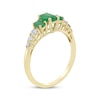 Thumbnail Image 2 of Oval-Cut Natural Emerald & Diamond Three-Stone Ring 1/4 ct tw 10K Yellow Gold