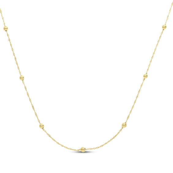 Bead Station Necklace 10K Yellow Gold 18"