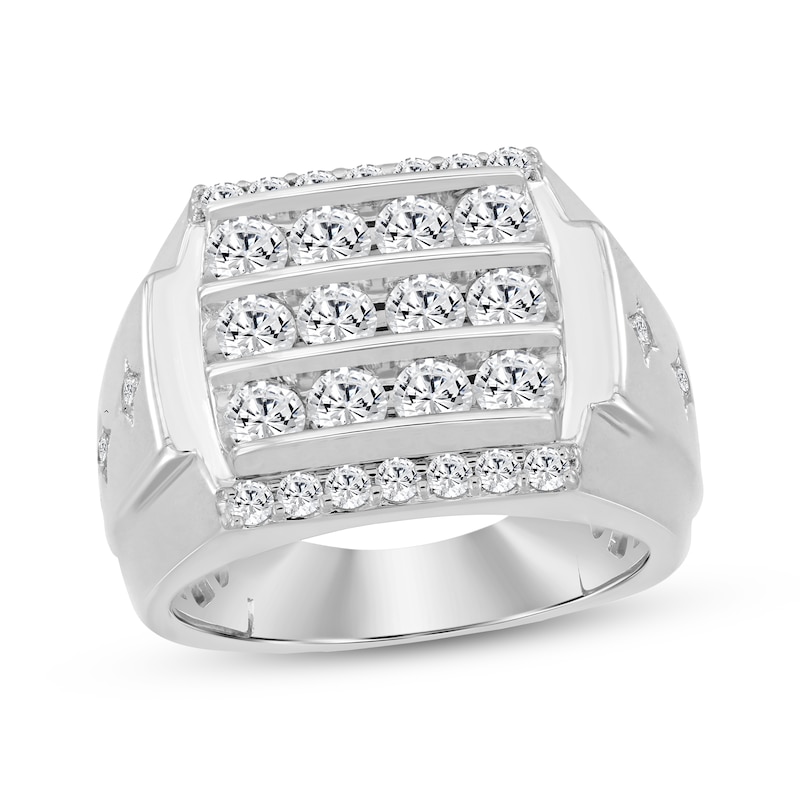 Main Image 1 of Lab-Grown Diamonds by KAY Men's Multi-Row Fashion Ring 2 ct tw 10K White Gold