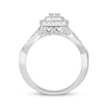 Thumbnail Image 2 of Round-Cut Diamond Cushion Double Halo Engagement Ring 1/2 ct tw 10K White Gold