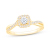 Thumbnail Image 1 of Round-Cut Diamond Halo Engagement Ring 1/4 ct tw 10K Two-Tone Gold