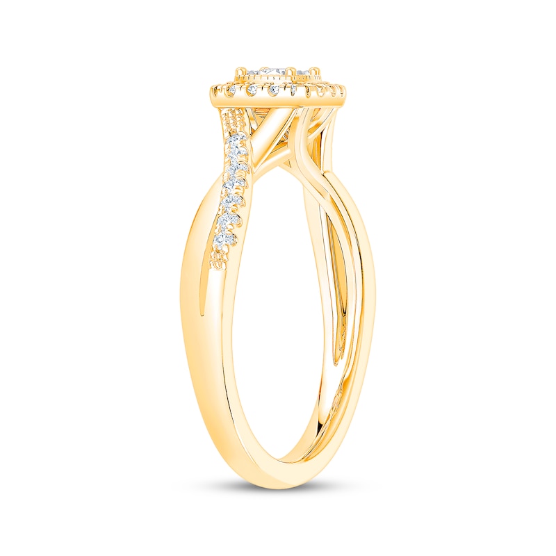 Main Image 2 of Round-Cut Diamond Halo Engagement Ring 1/4 ct tw 10K Two-Tone Gold