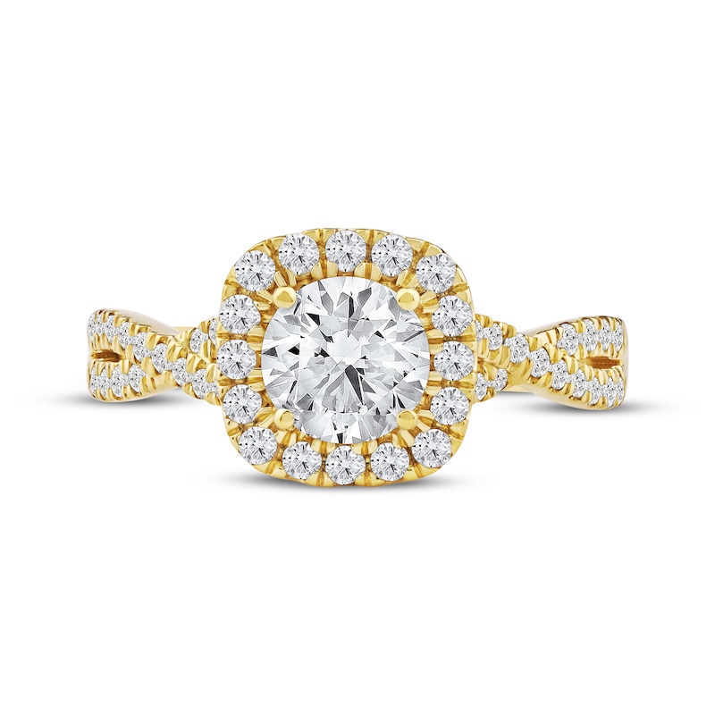 Main Image 3 of Lab-Grown Diamonds by KAY Round-Cut Halo Engagement Ring 1-1/2 ct tw 14K Yellow Gold