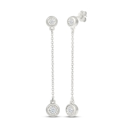 Diamond Chain Drop Earrings 1/10 ct tw Sterling Silver