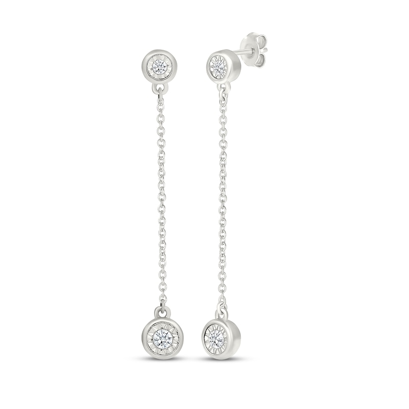 Main Image 1 of Diamond Chain Drop Earrings 1/10 ct tw Sterling Silver