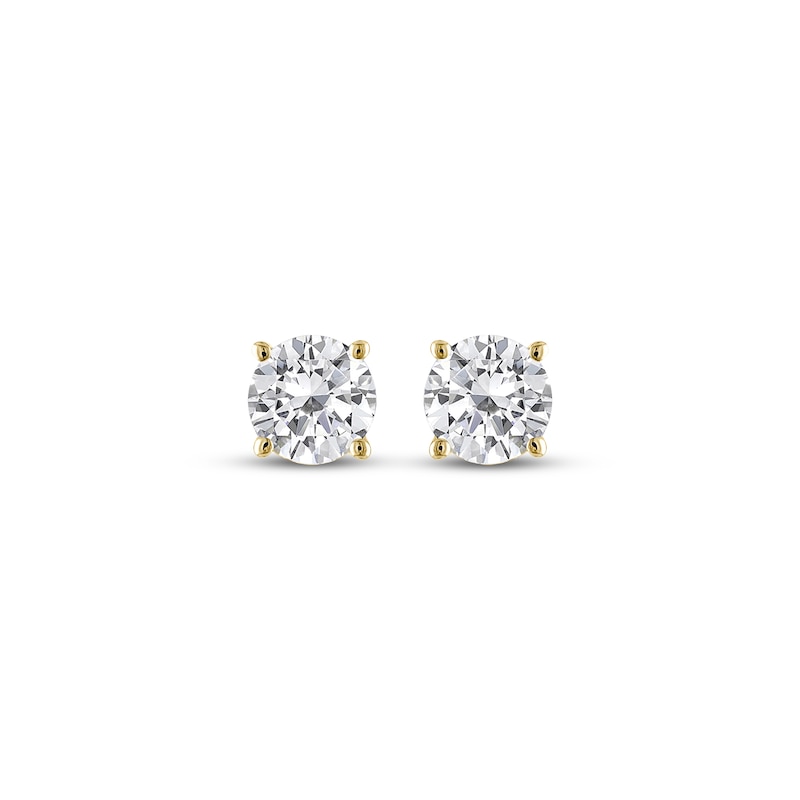 Main Image 2 of Round-Cut Diamond Solitaire Stud Earrings 1/3 ct tw 10K Yellow Gold (I/I3)