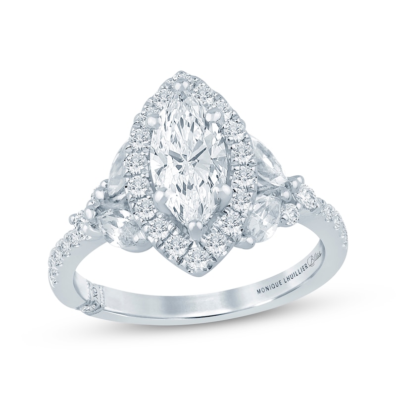 Main Image 1 of Monique Lhuillier Bliss Marquise-Cut Lab-Grown Diamond Halo Engagement Ring 2 ct tw 18K White Gold