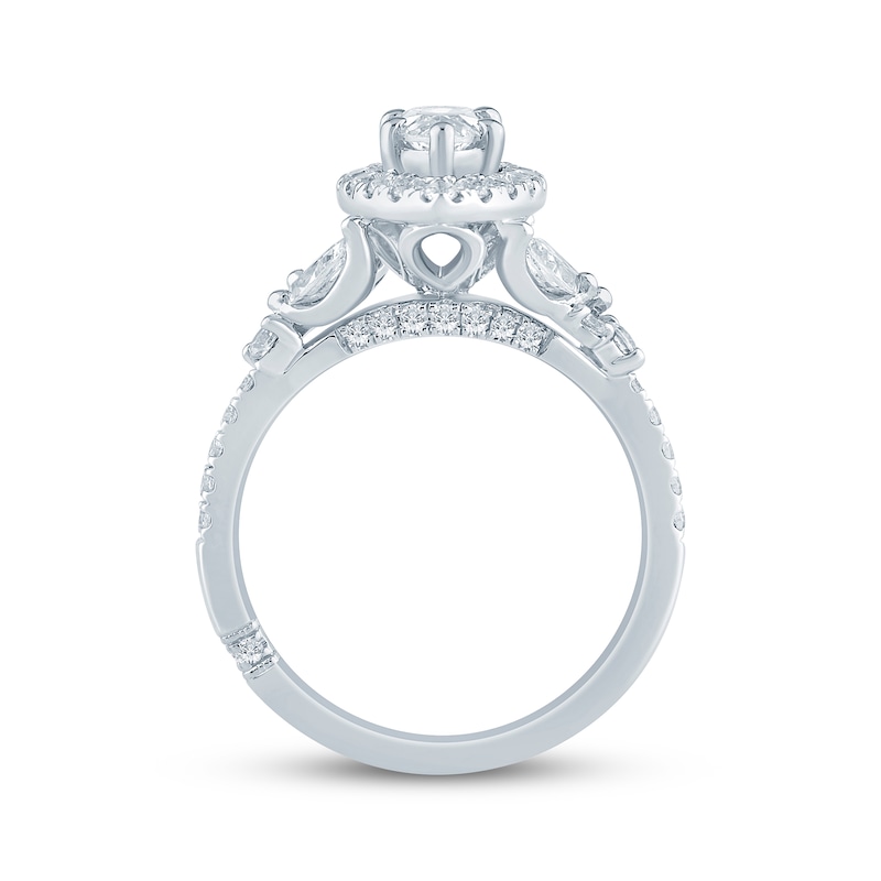 Main Image 3 of Monique Lhuillier Bliss Marquise-Cut Lab-Grown Diamond Halo Engagement Ring 2 ct tw 18K White Gold